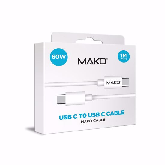 Picture of Mako Mako USB-C to USB-C 60W USB 2.0 1M Cable in White